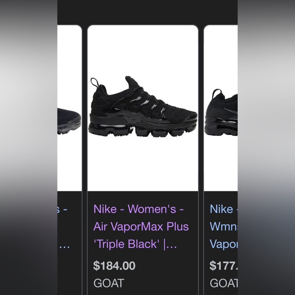 Nike women all black air vapor max size 7 !